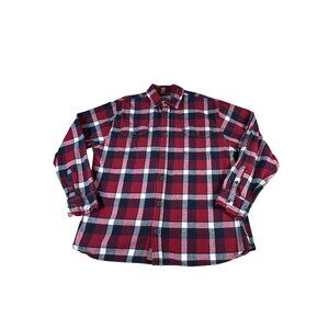 Jachs Flannel Shirt Red Plaid Men's Sz XL Button Up Long Sleeve Casual Holidays